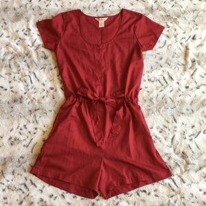 Red Button Down Romper